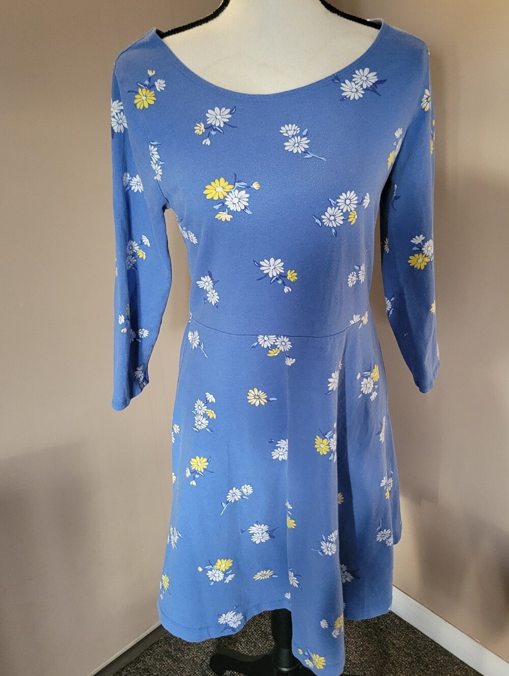 🛑Old Navy Blue Floral Long Sleeve A-Line Dress